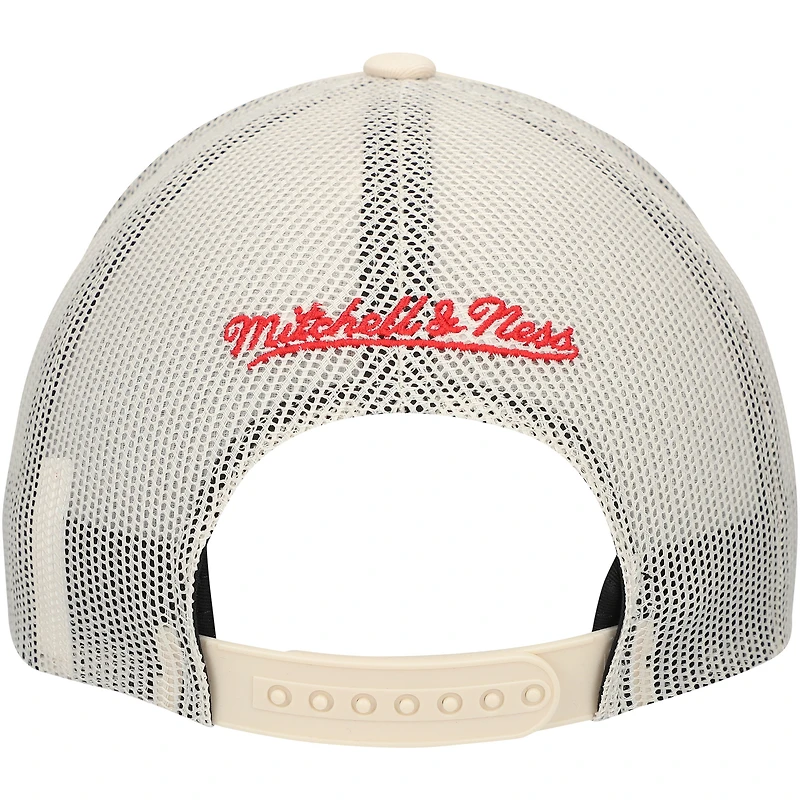 Casquette réglable crème Atlanta Hawks Trucker Mitchell & Ness pour hommes