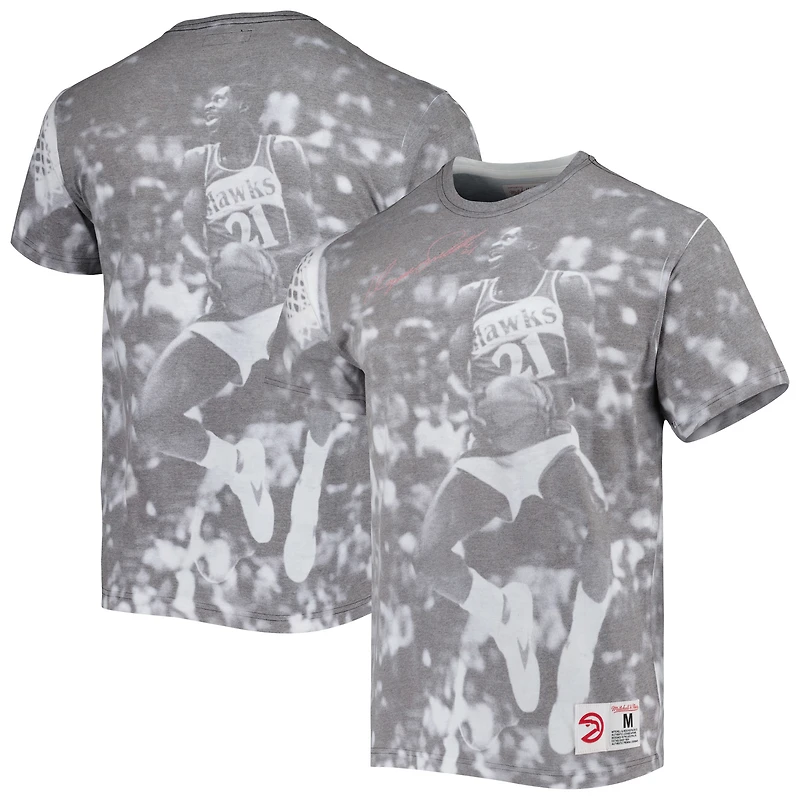 T-shirt Mitchell & Ness Dominique Wilkins Atlanta Hawks Above The Rim pour homme, gris chiné