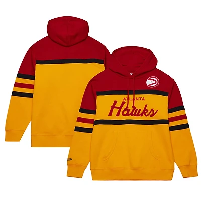 Men's Mitchell & Ness Gold/Red Atlanta Hawks Head Coach Pullover Hoodie