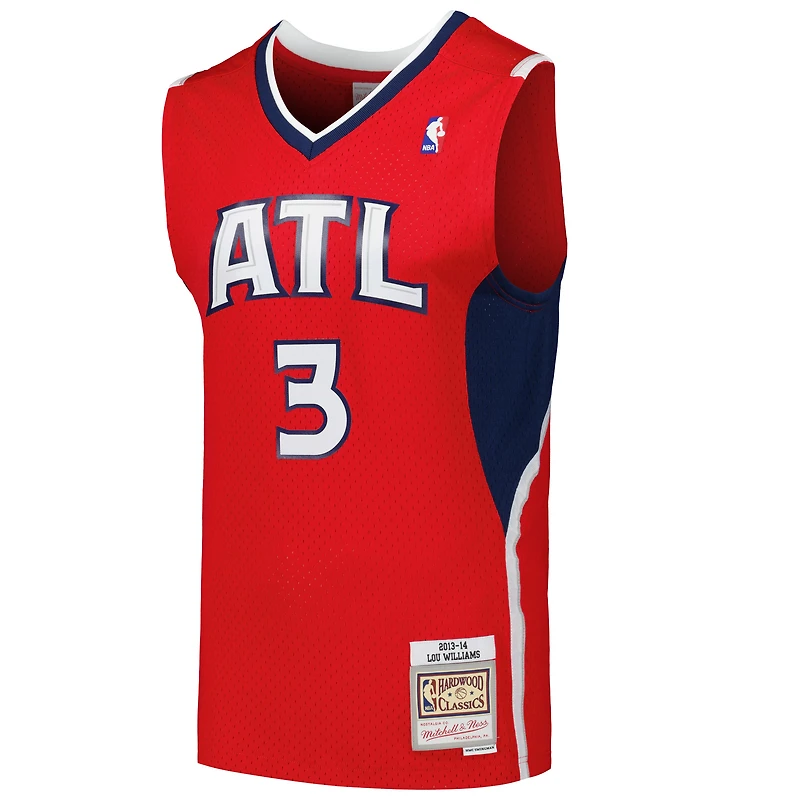 Men's Mitchell & Ness Lou Williams Red Atlanta Hawks 2013/14 Hardwood Classics Swingman Jersey