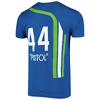 Men's Mitchell & Ness Pete Maravich Blue Atlanta Hawks Hardwood Classics Stitch Name Number T-Shirt