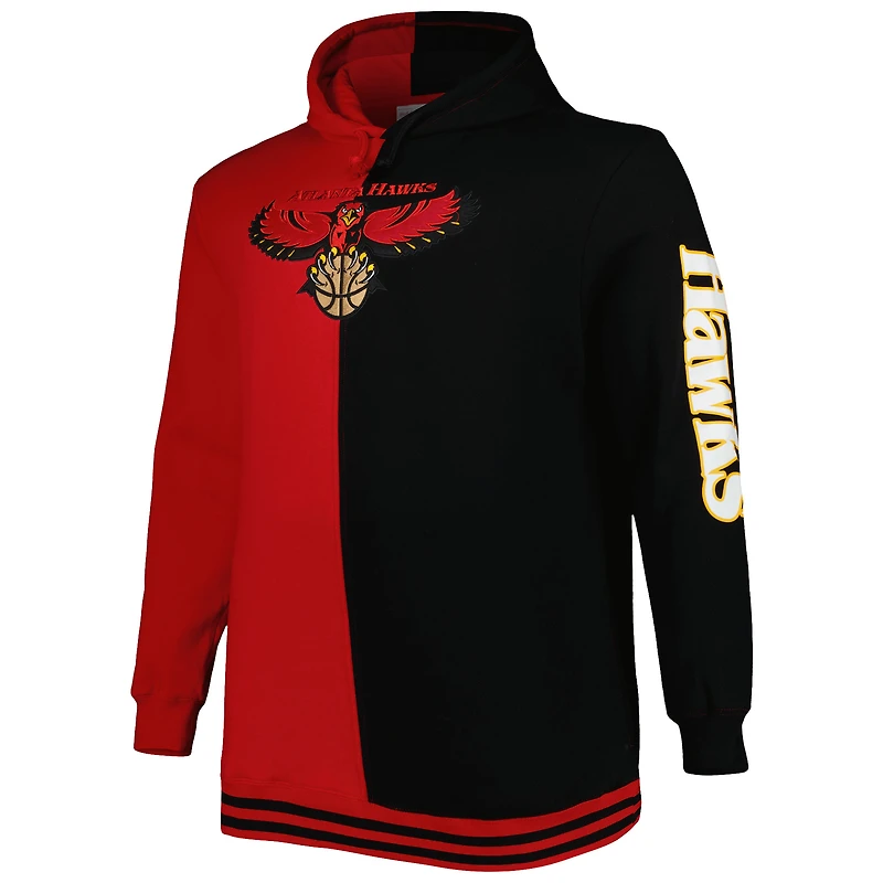 Chandail à capuchon fendu pour homme Atlanta Hawks Big & Tall Hardwood Classics rouge/noir Mitchell Ness