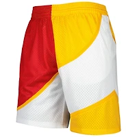 Short Swingman fendu Mitchell & Ness pour hommes rouge/jaune Atlanta Hawks Hardwood Classics 1986