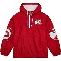 Men's Mitchell & Ness  Red Atlanta Hawks Hardwood Classics Team OG 2.0 Anorak Hoodie Half-Zip Windbreaker Jacket