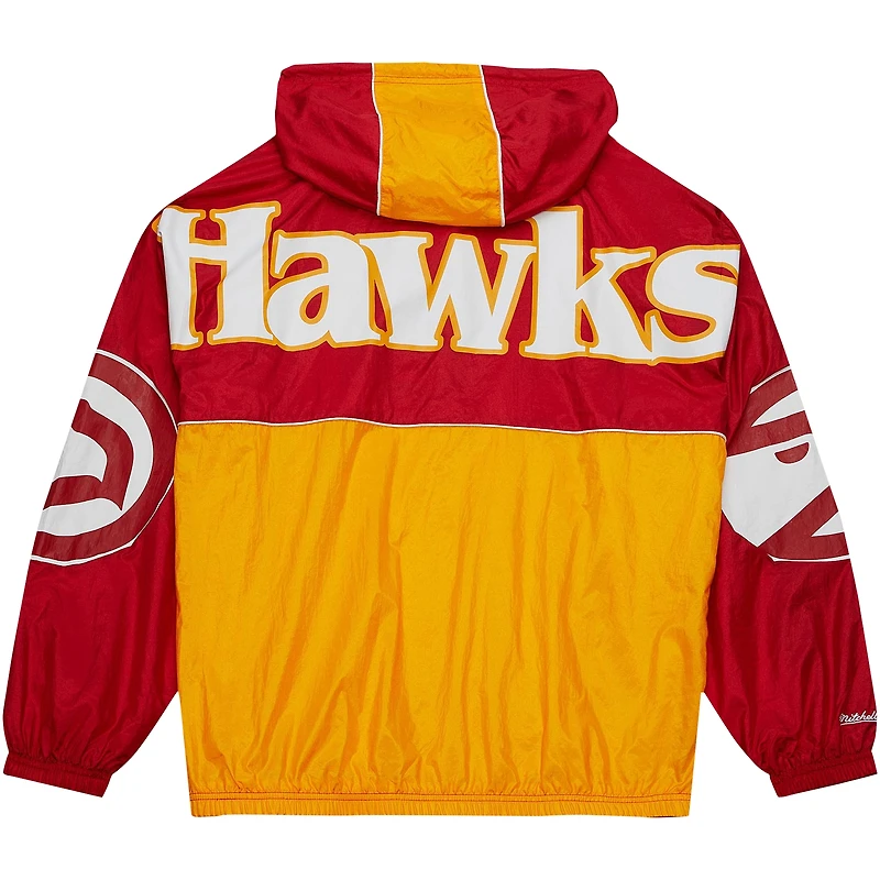 Veste coupe-vent à capuche demi-zip Mitchell & Ness rouge Atlanta Hawks Hardwood Classics Team OG 2.0 pour homme