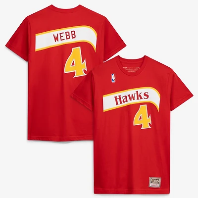 T-shirt avec nom et numéro pour hommes Mitchell & Ness Spud Webb Atlanta Hawks Hardwood Classics rouge