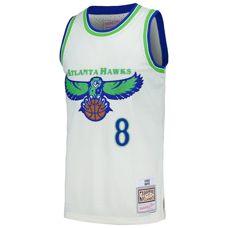 Maillot Swingman Mitchell & Ness Steve Smith crème Atlanta Hawks Chainstitch pour hommes