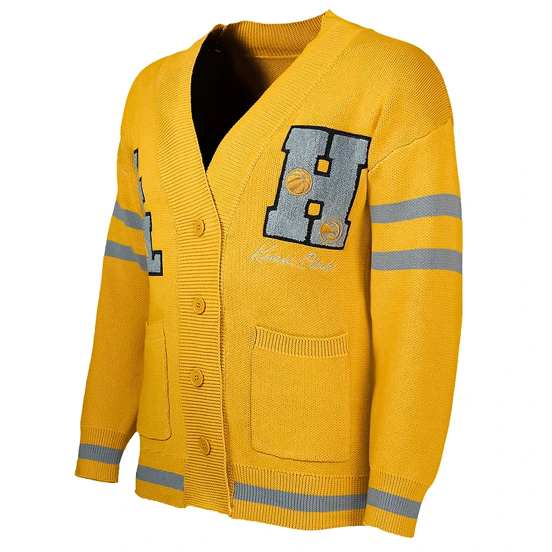 Men's NBA x Keiser Clark Yellow/Gray Atlanta Hawks No Caller ID Button-Up Cardigan