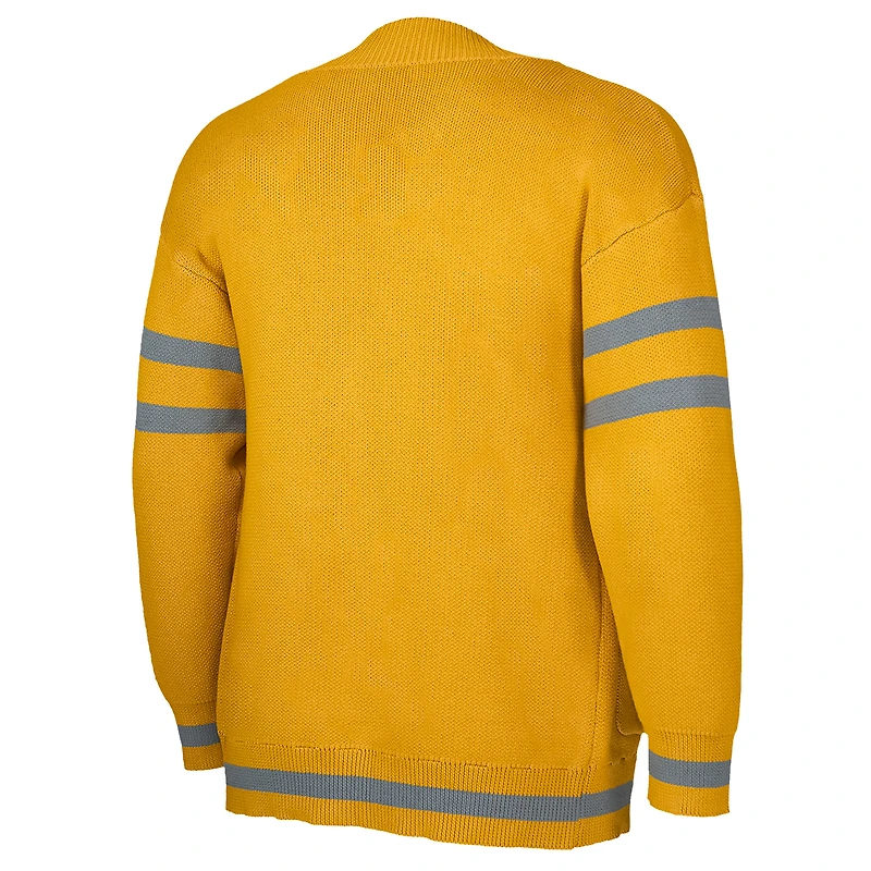 Men's NBA x Keiser Clark Yellow/Gray Atlanta Hawks No Caller ID Button-Up Cardigan