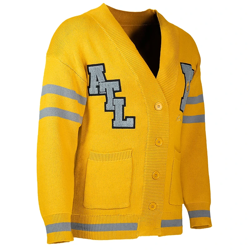 Men's NBA x Keiser Clark Yellow/Gray Atlanta Hawks No Caller ID Button-Up Cardigan