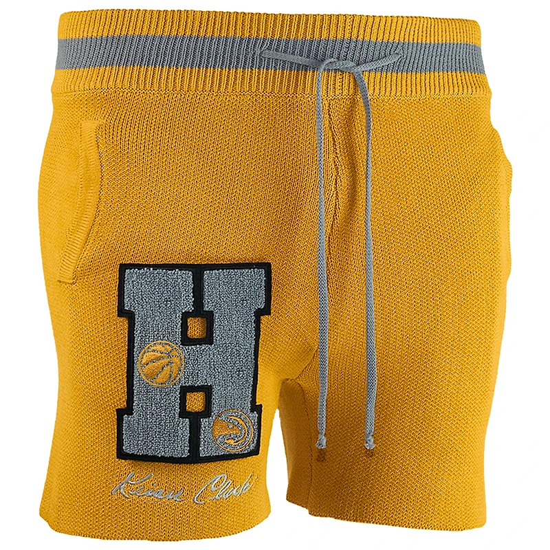 Short en tricot sans identification de l'appelant NBA x Keizer Clark pour homme, jaune/gris Atlanta Hawks
