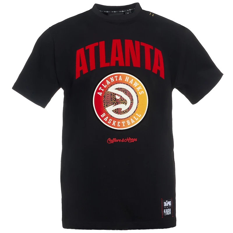 T-shirt noir de qualité supérieure pour homme NBA x Two Hype Collection Culture & Hoops des Atlanta Hawks