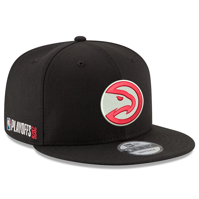 Casquette snapback New Era noire Atlanta Hawks 2026 NBA Playoffs 9FIFTY pour homme