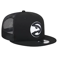 Men's New Era Black Atlanta Hawks 9FIFTY Snapback Trucker Hat