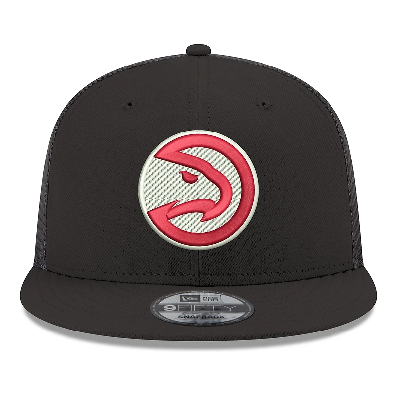Men's New Era Black Atlanta Hawks Core Logo Meshback 9FIFTY Snapback Hat
