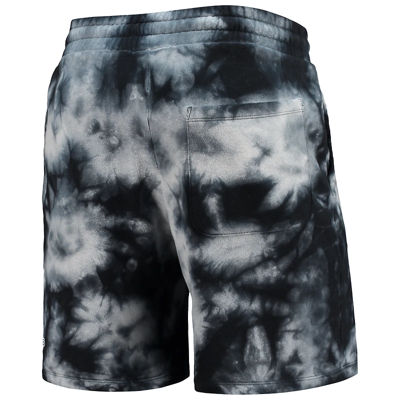 Men's New Era Black Atlanta Hawks Fleece Tie-Dye Shorts