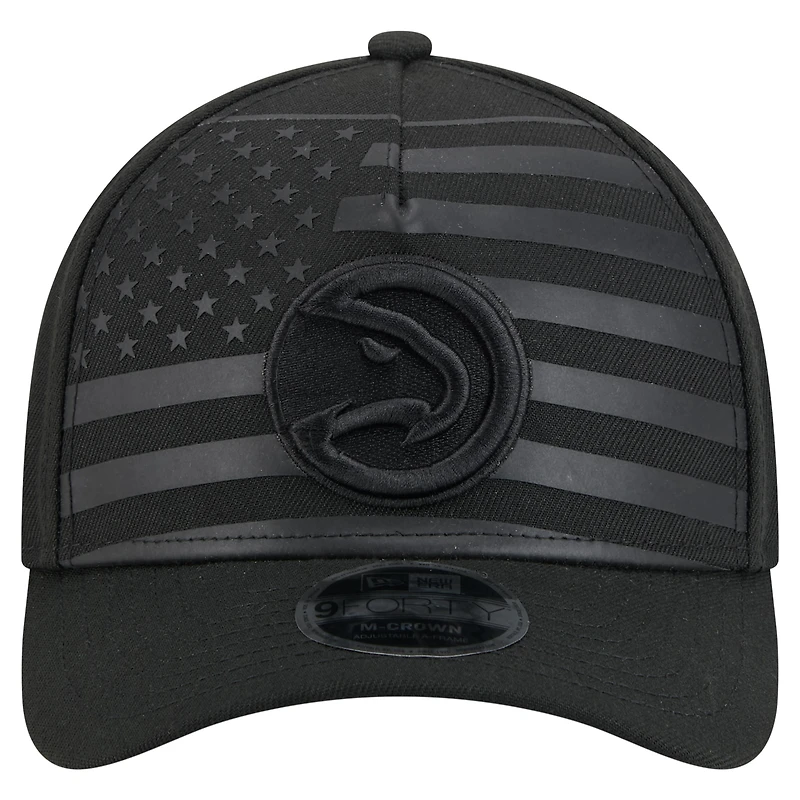 Men's New Era  Black Atlanta Hawks Game Day Flag A-Frame 9FORTY Adjustable Hat