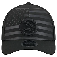 Men's New Era  Black Atlanta Hawks Game Day Flag A-Frame 9FORTY Adjustable Hat