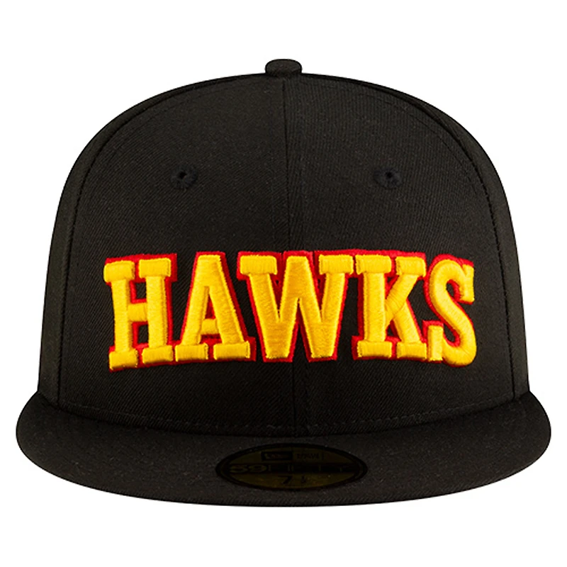 Men's New Era  Black Atlanta Hawks Statement Edition Jersey Hook 59Fifty Fitted Hat