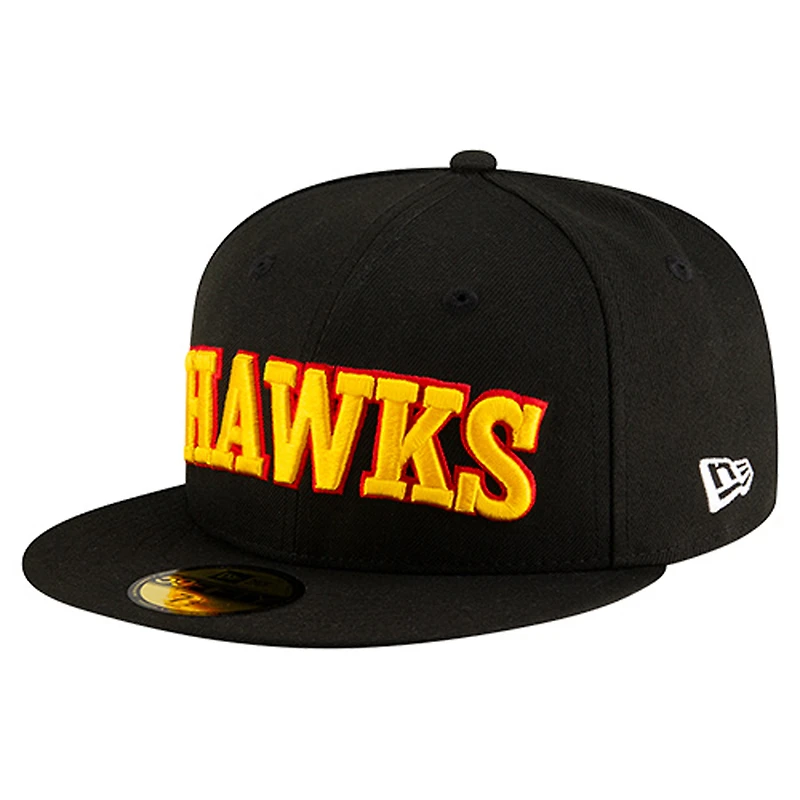 Men's New Era  Black Atlanta Hawks Statement Edition Jersey Hook 59Fifty Fitted Hat