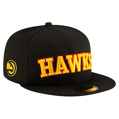 Men's New Era  Black Atlanta Hawks Statement Edition Jersey Hook 59Fifty Fitted Hat