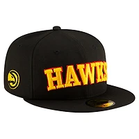 Men's New Era  Black Atlanta Hawks Statement Edition Jersey Hook 59Fifty Fitted Hat