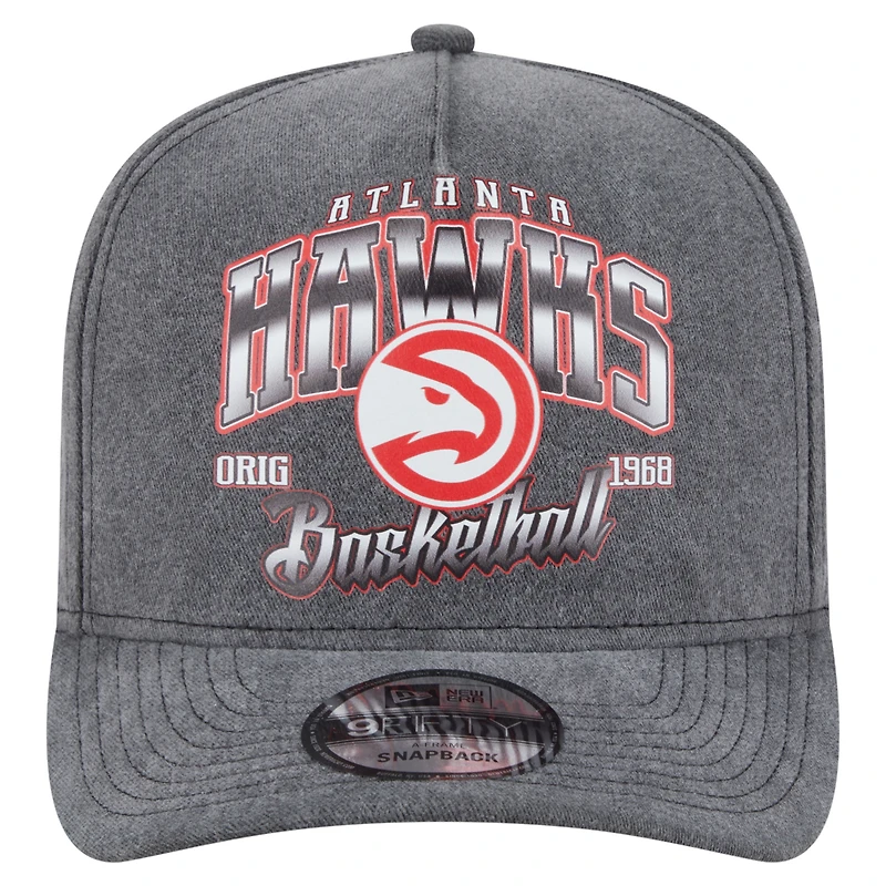 Casquette snapback pré-courbée 9FIFTY des Atlanta Hawks de New Era pour homme, couleur anthracite