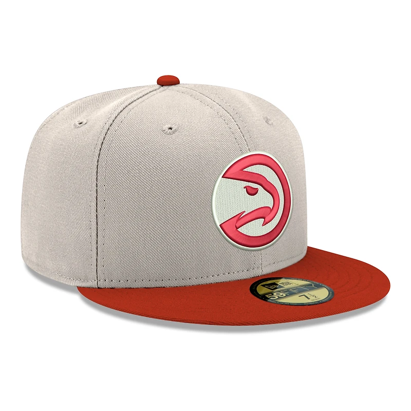Men's New Era  Gray/Red Atlanta Hawks Chrome 59FIFTY Fitted Hat