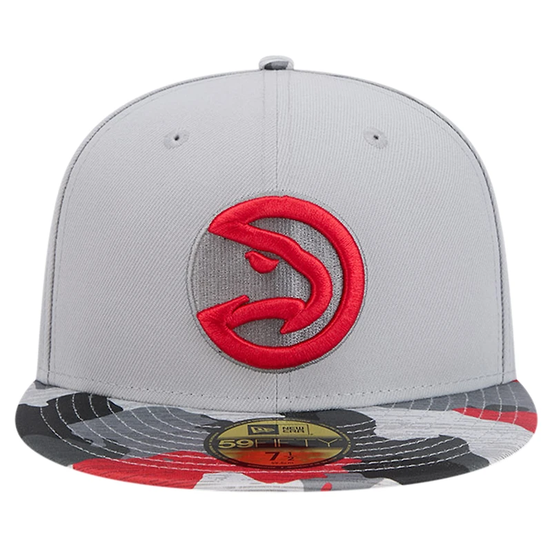 Men's New Era Gray Atlanta Hawks Active Color Camo Visor 59FIFTY Fitted Hat