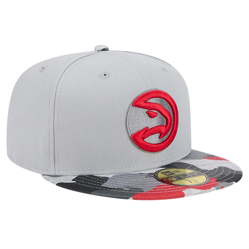 Men's New Era Gray Atlanta Hawks Active Color Camo Visor 59FIFTY Fitted Hat