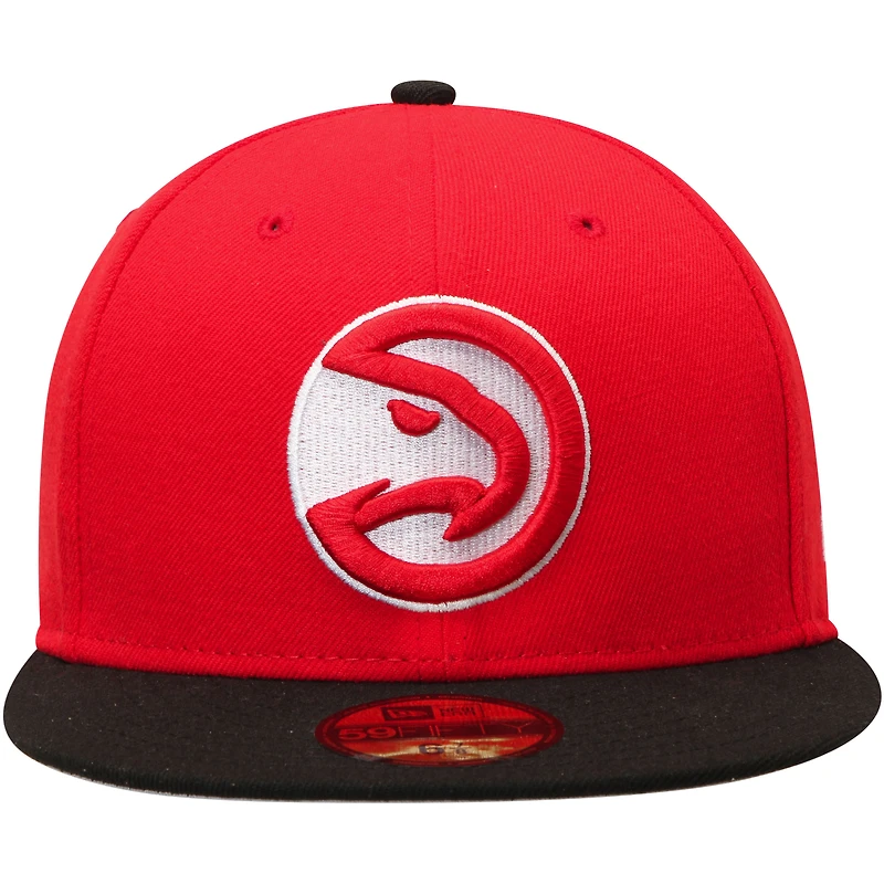 Casquette ajustée 59FIFTY 2Tone de l'équipe officielle des Atlanta Hawks New Era pour homme, rouge/noir