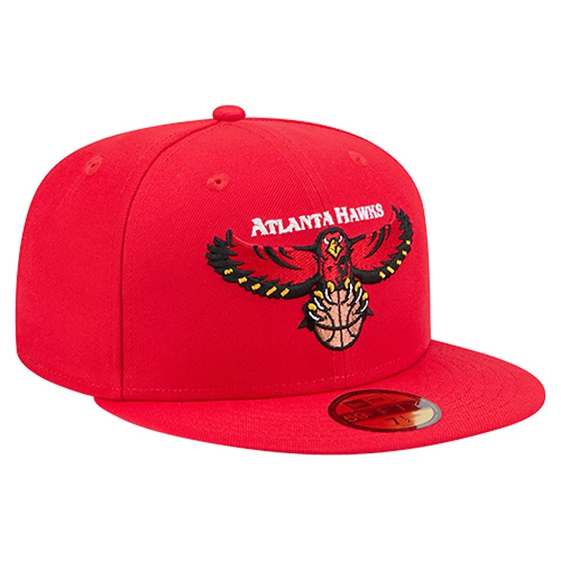 Men's New Era  Red Atlanta Hawks Core Logo 59FIFTY Fitted Hat