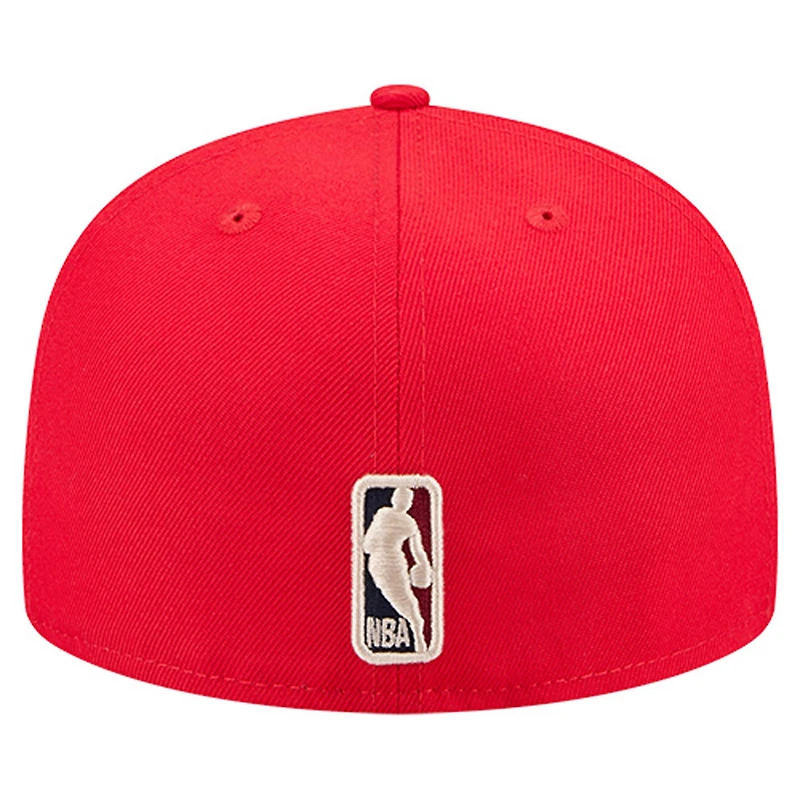 Casquette ajustée New Era 59FIFTY rouge Atlanta Hawks Core Logo pour homme