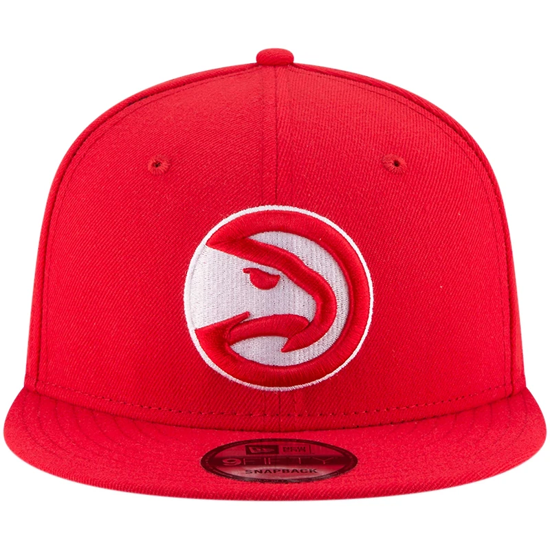 Casquette Snapback 9FIFTY couleur officielle de l'équipe des Atlanta Hawks New Era pour hommes, rouge