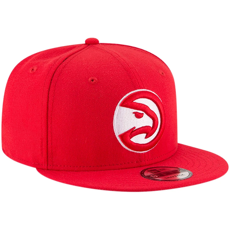 Casquette Snapback 9FIFTY couleur officielle de l'équipe des Atlanta Hawks New Era pour hommes, rouge