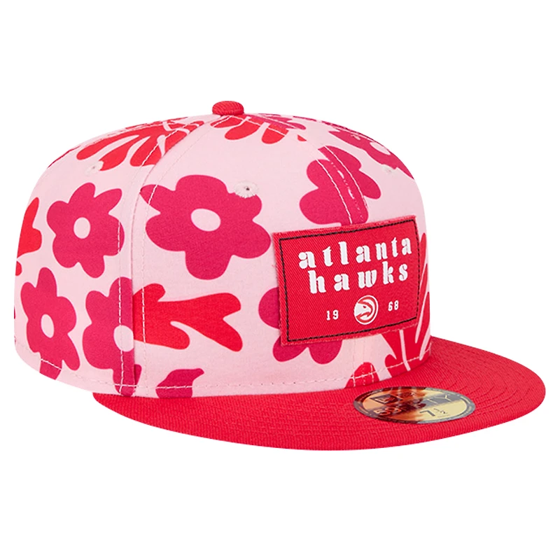 Men's New Era Red Atlanta Hawks Palm Fronds 2-Tone 59FIFTY Fitted Hat