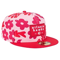 Men's New Era Red Atlanta Hawks Palm Fronds 2-Tone 59FIFTY Fitted Hat