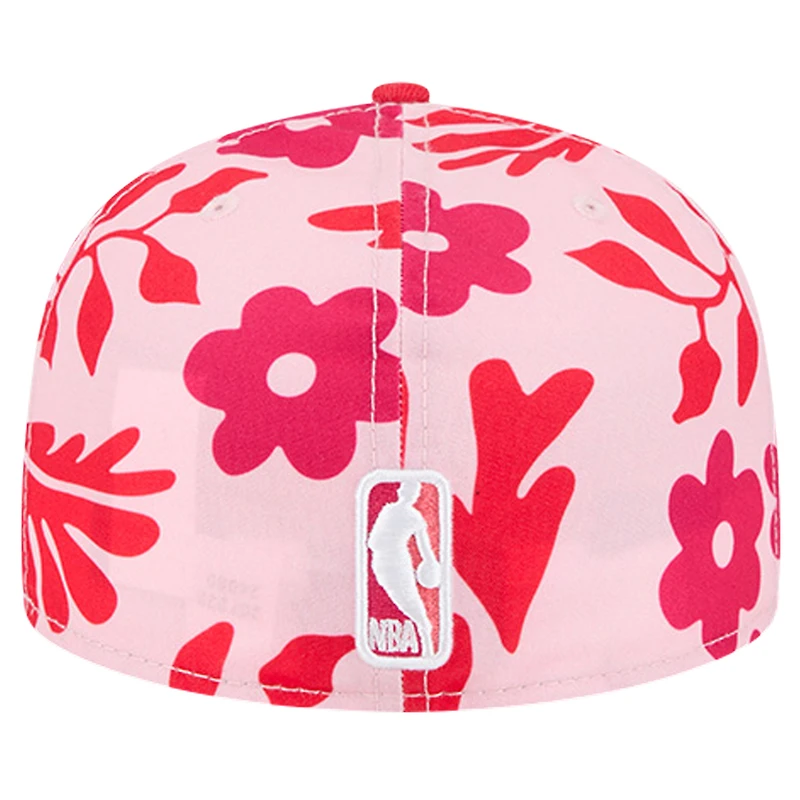 Men's New Era Red Atlanta Hawks Palm Fronds 2-Tone 59FIFTY Fitted Hat