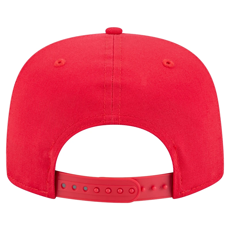 Casquette snapback de golfeur New Era rouge avec texte de l'équipe des Atlanta Hawks pour homme