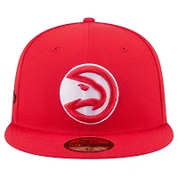 Men's New Era Red Atlanta Hawks Throwback Pennant 59FIFTY Fitted Hat