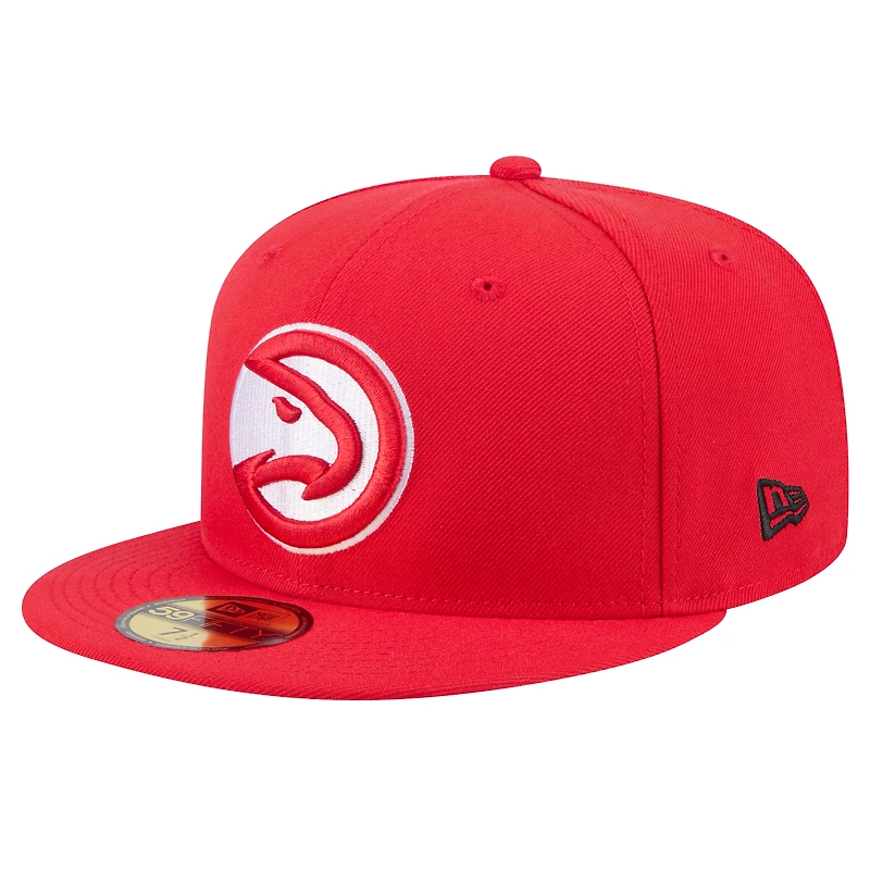 Men's New Era Red Atlanta Hawks Throwback Pennant 59FIFTY Fitted Hat
