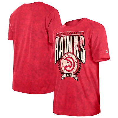 Men's New Era Red Atlanta Hawks Throwback Vintage Boxy Mineral Wash T-Shirt