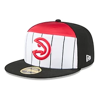 Casquette ajustée New Era Atlanta Hawks 2025 NBA Tip Off Split Panel 59FIFTY pour homme, blanche et noire