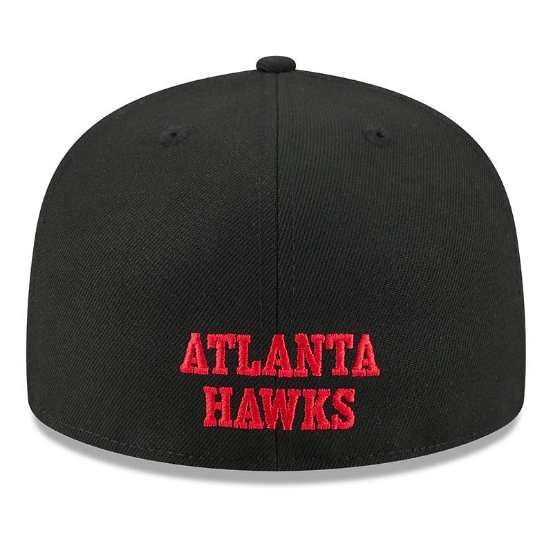 Casquette ajustée New Era Atlanta Hawks 2025 NBA Tip Off Split Panel 59FIFTY pour homme, blanche et noire