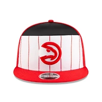 Casquette snapback 9FIFTY blanche/rouge New Era pour homme, modèle NBA 2025, Atlanta Hawks, Tip Off