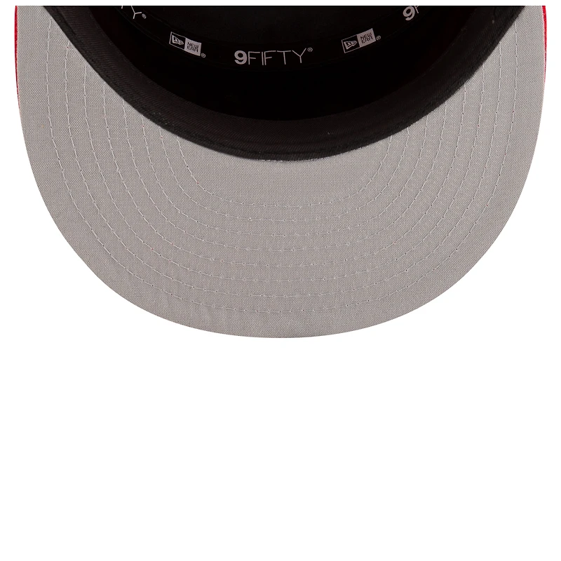 Casquette snapback 9FIFTY blanche/rouge New Era pour homme, modèle NBA 2025, Atlanta Hawks, Tip Off