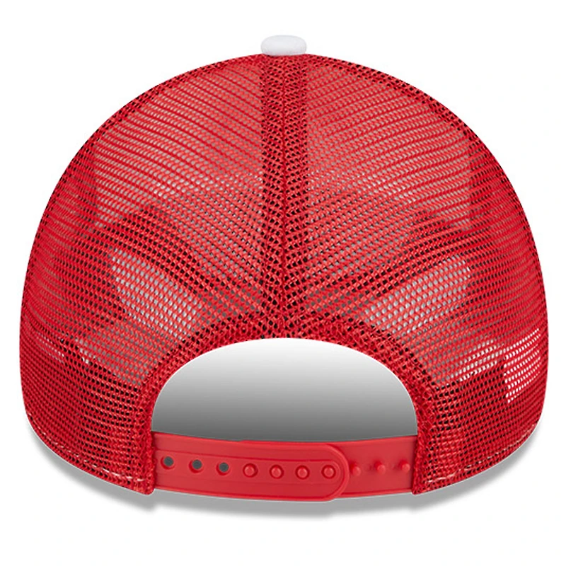 Men's New Era White/Red Atlanta Hawks Court Sport Foam A-Frame 9FORTY Adjustable Trucker Hat