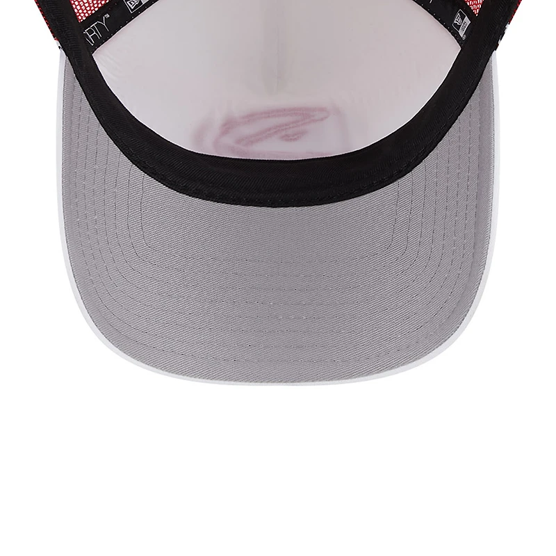 Men's New Era White/Red Atlanta Hawks Court Sport Foam A-Frame 9FORTY Adjustable Trucker Hat