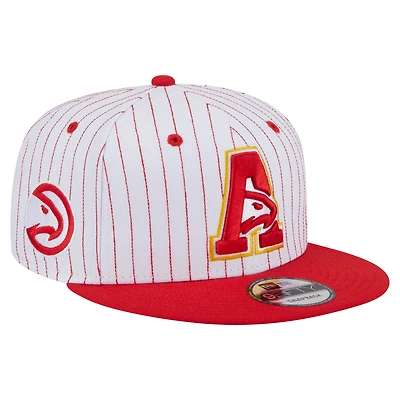 Men's New Era  White Atlanta Hawks Deceptor Pinstripe 9FIFTY Snapback Hat