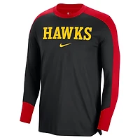 Maillot de tir à manches longues authentique Nike Atlanta Hawks 2024/25 pour homme, noir, avec légende d'avant-match